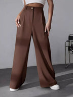 Elise Pleated Trousers detail view styled for Avrienne