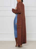 Knitted Solid Graceful Open Front Cardigan image 16