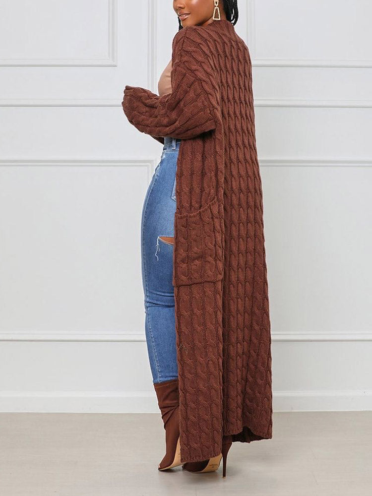 Knitted Solid Graceful Open Front Cardigan image 16