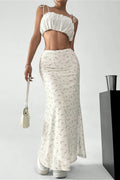 Floral Satin A-Line Midi Skirt image 1