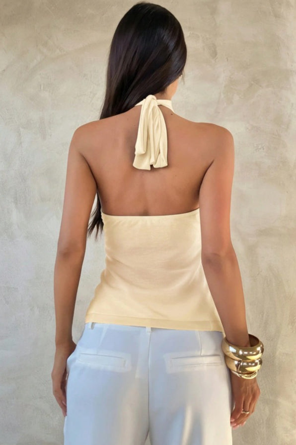 Chic Solid Ruffle Slim Halter Top image 9