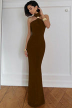 High Neck Sleeveless Slit Formal Dress image 7