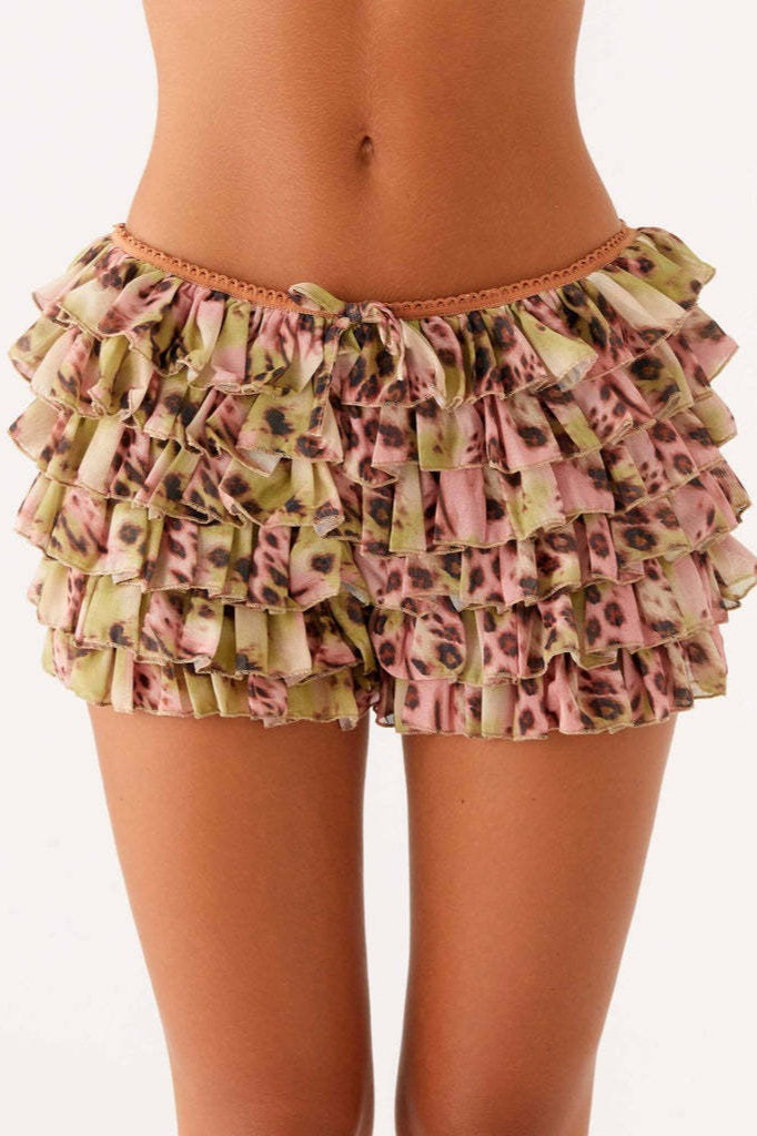 Lace Layered Ruffle Mini Skirt image 1