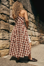 Chic Plaid Buttoned Halter Midi Dress image 4