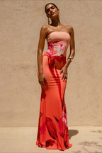 Sexy Bandeau Mermaid Floral Print Maxi Dress image 4