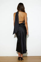 Sexy Satin Slit Hem Backless Midi Dress image 10