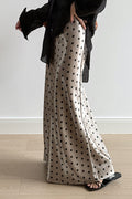 Vintage Polka Dot Satin High Waist A-line Midi Skirt image 1
