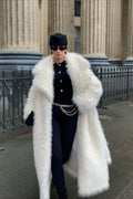 Long White Over the Knee Eco Faux Fur Thick Overcoat image 1