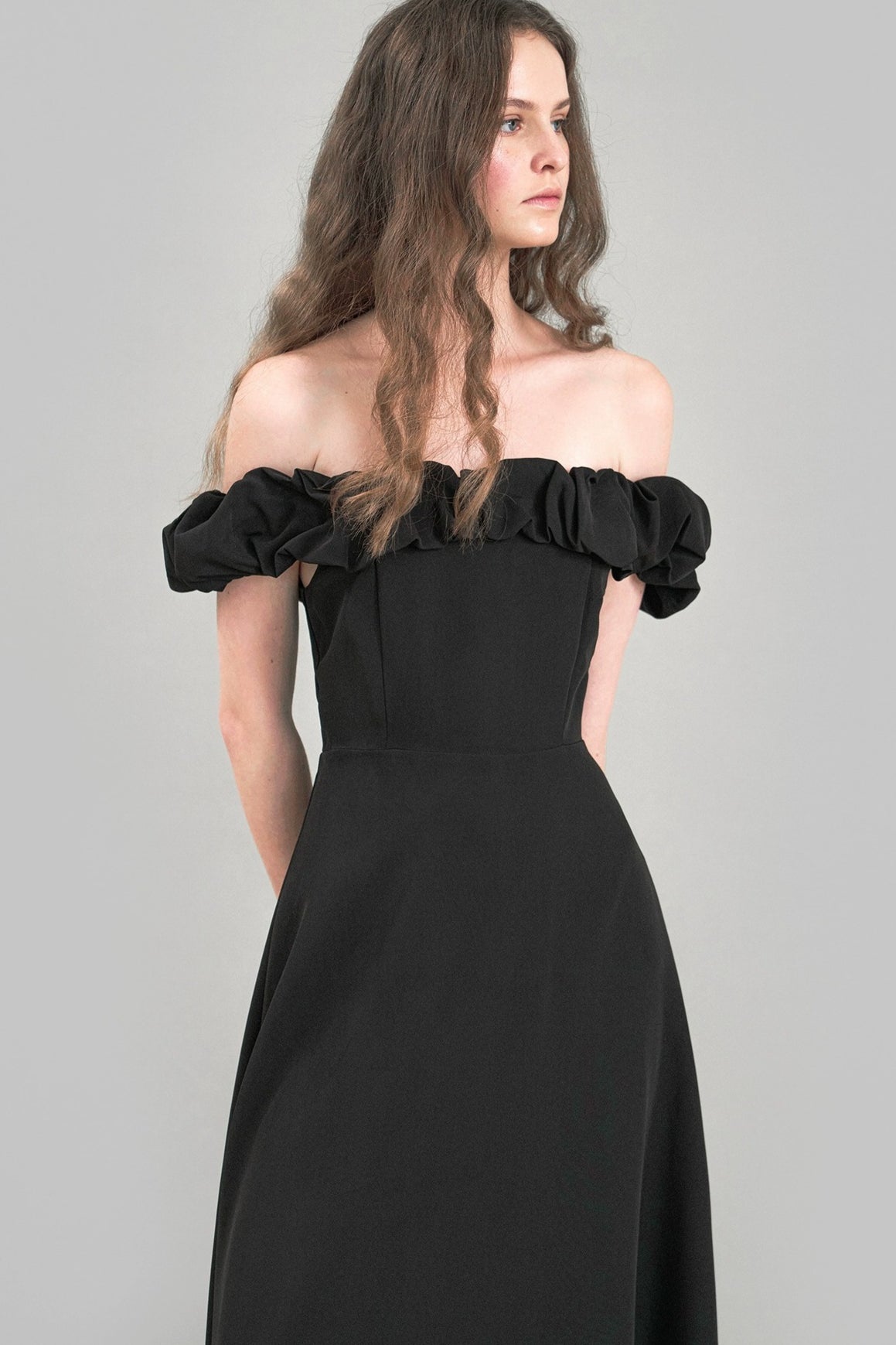 Satin Ruched Off-the-shoulder Cocktail Dress image 9