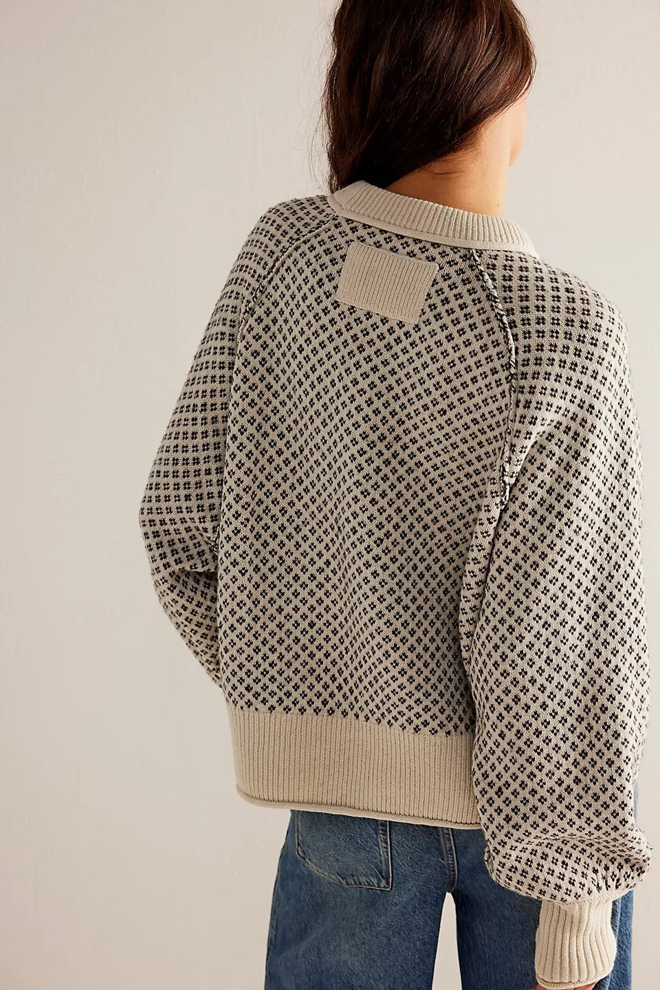 Dotted Panel Loose Crew Neck Sweatshirt image 2