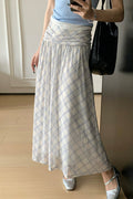 Gentle Plaid Pleated Mesh Skirt image 1