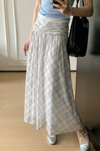 Gentle Plaid Pleated Mesh Skirt image 1
