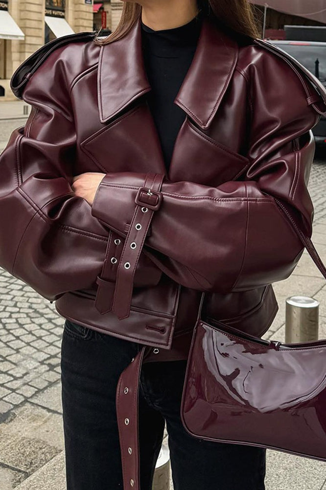 Vintage PU Leather Motorcycle Jacket image 1