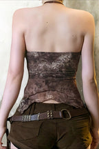 Vintage Bead Asym Hem Mesh Halter Top image 3