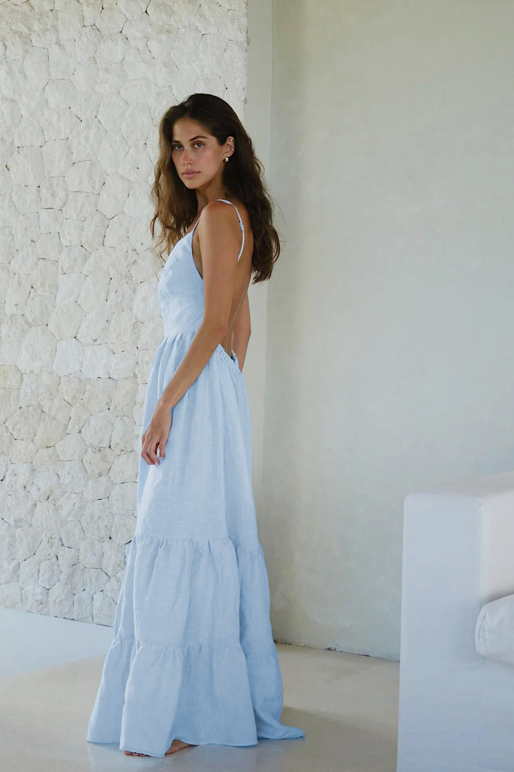 Spaghetti Strap Backless Ruffle Maxi Dress image 10