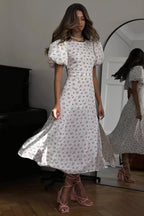 Floral Split Puff Sleeve Elegant Maxi Dress image 1