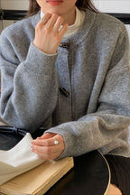 Retro Toggle-Button Loose Short Knit Cardigan image 7
