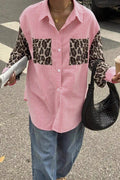 Stripe Leopard Patchwork Long Sleeve Casual Blouse image 1