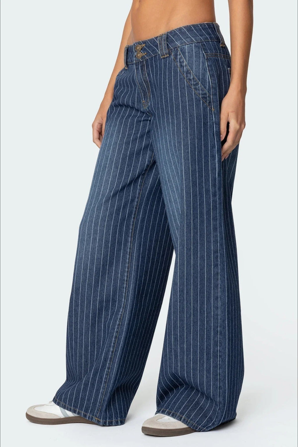Striped Low Rise Wide Leg Jeans image 3