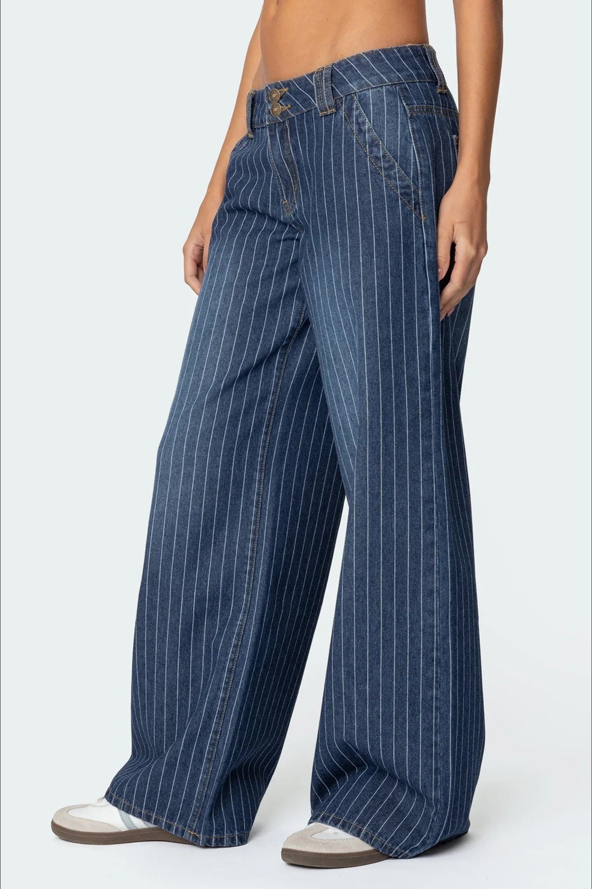 Striped Low Rise Wide Leg Jeans image 3