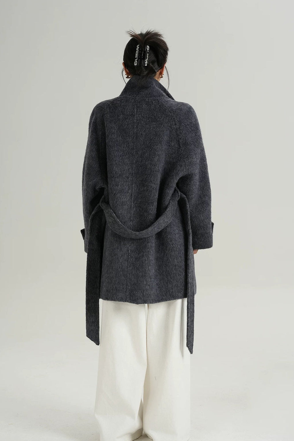 Chic Solid Wool Warm Loose Mock-neck Coat image 4