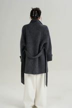Chic Solid Wool Warm Loose Mock-neck Coat image 4