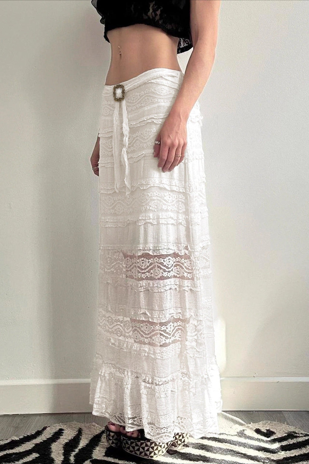Jacquard Lace Slim Maxi Skirt image 4