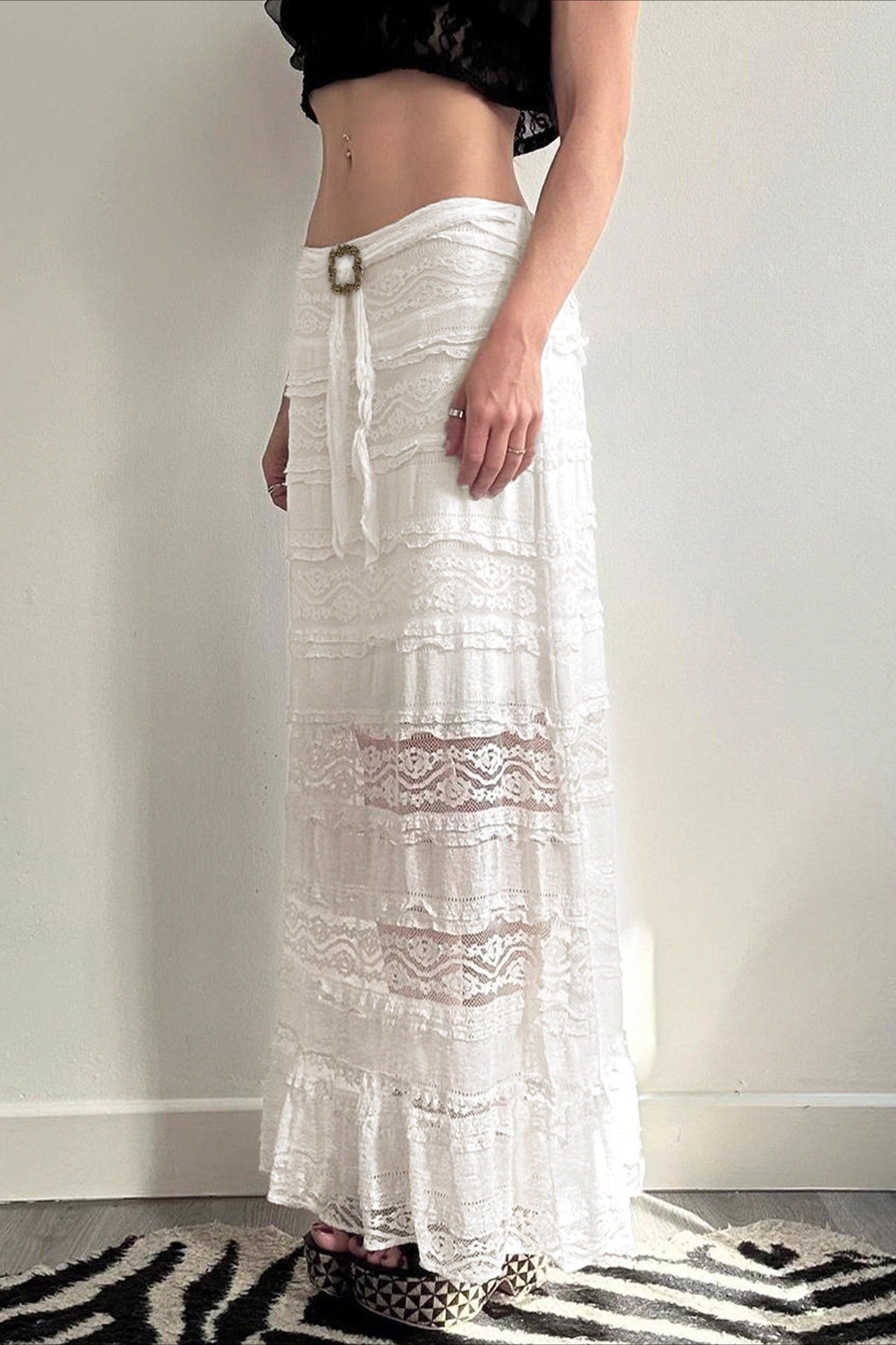 Jacquard Lace Slim Maxi Skirt image 4