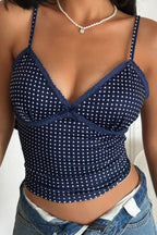 Sexy Polka Dot Color Block Lace Cami Top image 5