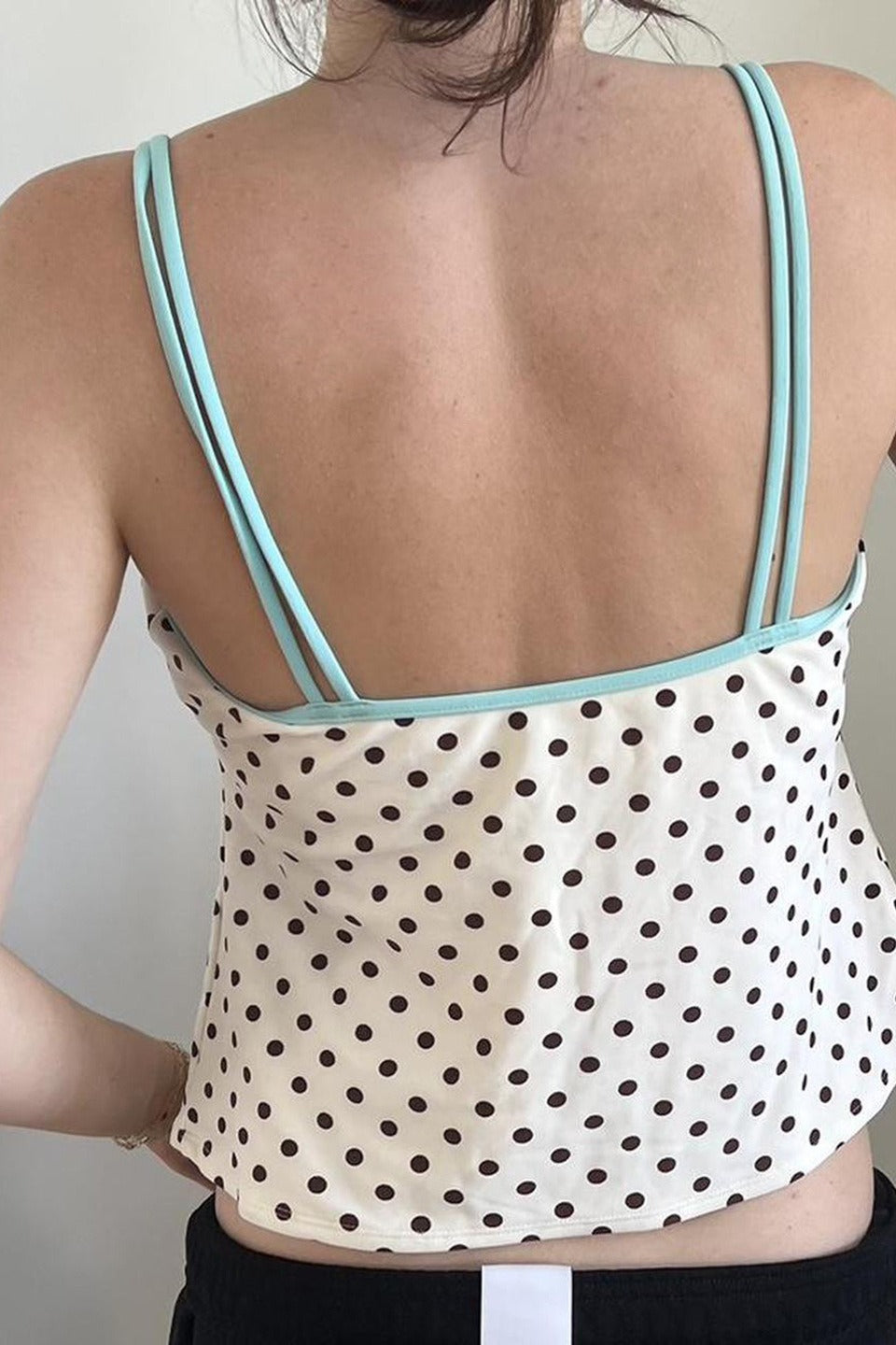 Polka Dot Bow Tie Cutout Cami Crop Top image 3
