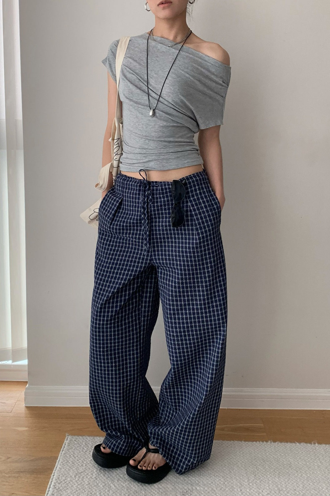 Loose Fit Checkered Casual Pants image 2
