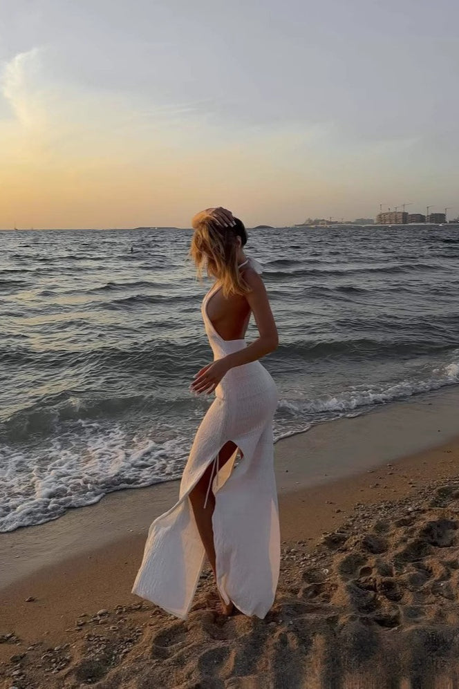 Knit Hollow Out Backless Maxi Dress image 3