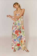 Chic Floral Print High-Waist A-Line Maxi Dress image 1