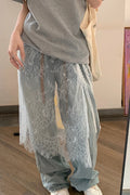 Unique Layered Lace Apron Drawstring Versatile Mini Skirt image 1