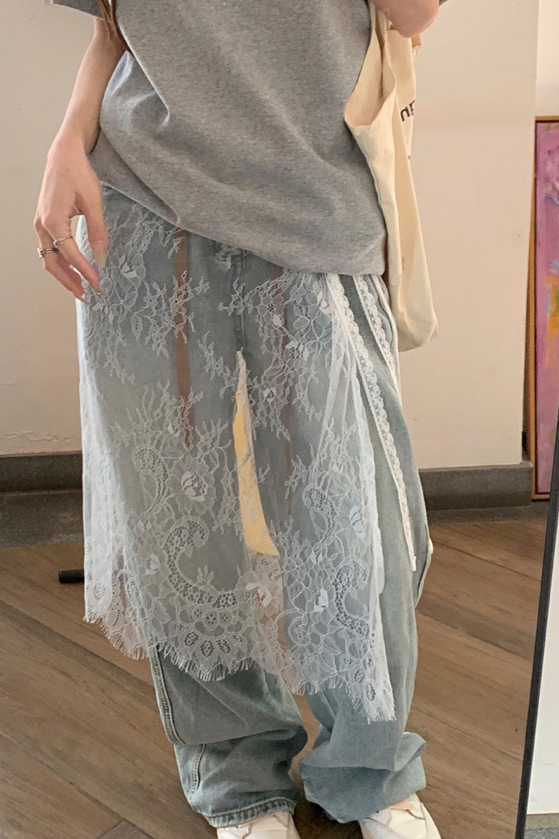 Unique Layered Lace Apron Drawstring Versatile Mini Skirt image 1