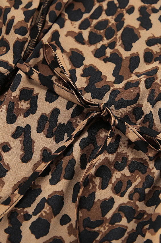 Stylish Leopard V Neck Slit Maxi Dress image 4