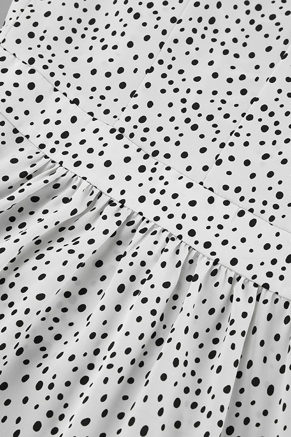 Polka Dot Floral V-Neck Puff Sleeve Maxi Dress image 4