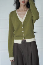 Green Two-Layer Knit Cardigan image 4