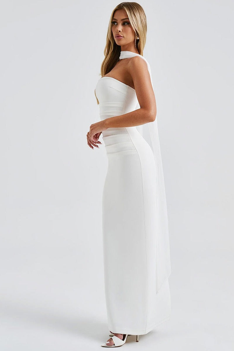 Sheer Sleeve Bustier Gown Formal Dress image 4