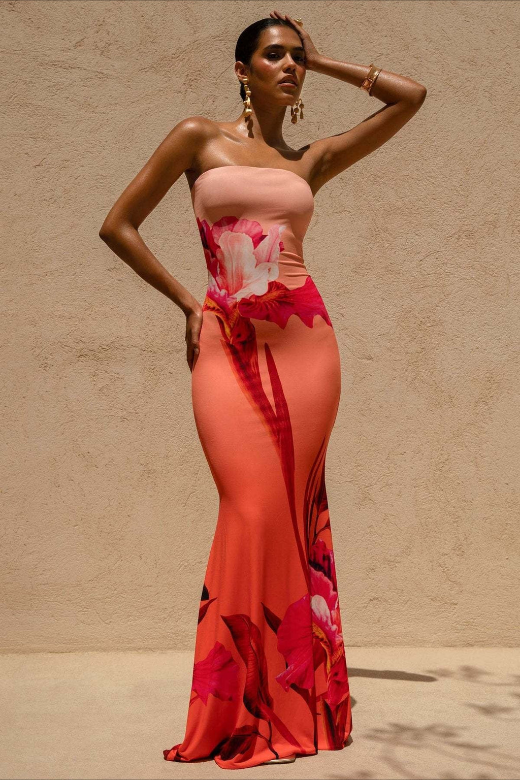 Sexy Bandeau Mermaid Floral Print Maxi Dress image 7