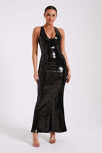 Backless Floral Sequin Maxi Dress image 18
