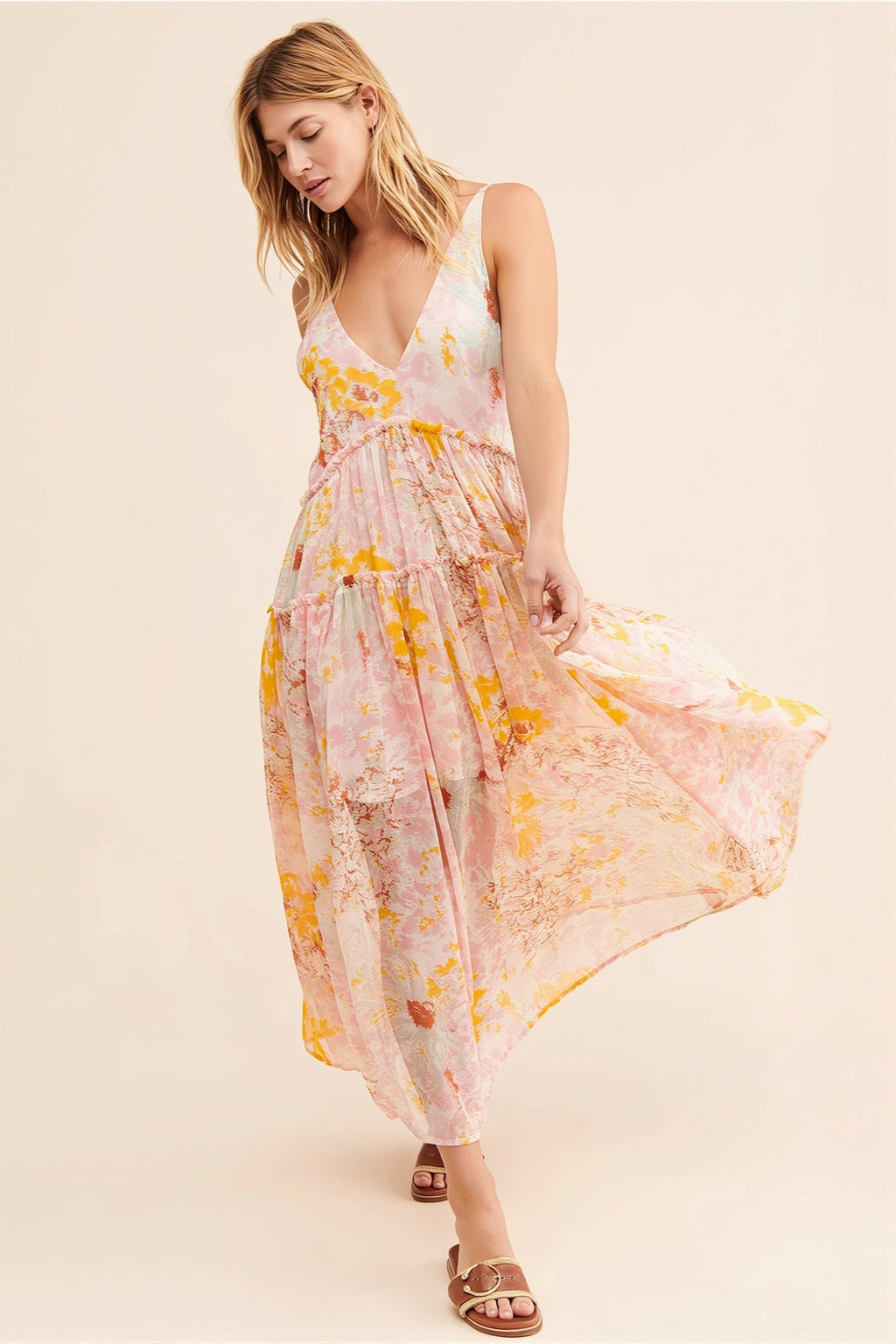 Boho Sleeveless Floral Print Maxi Dress image 5