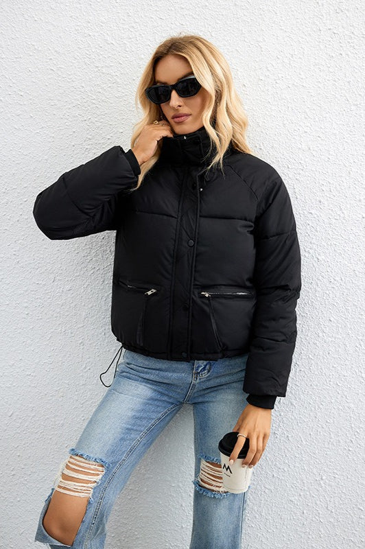 Short Stand Collar Relaxed Puffer Jacket image 5