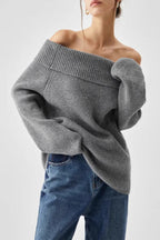 Off Shoulder Knit Pullover Sweater image 1