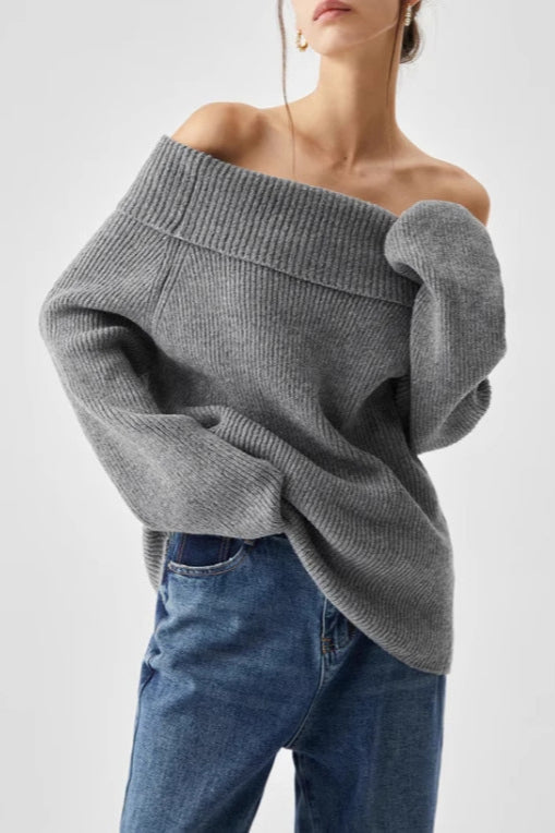 Off Shoulder Knit Pullover Sweater image 12