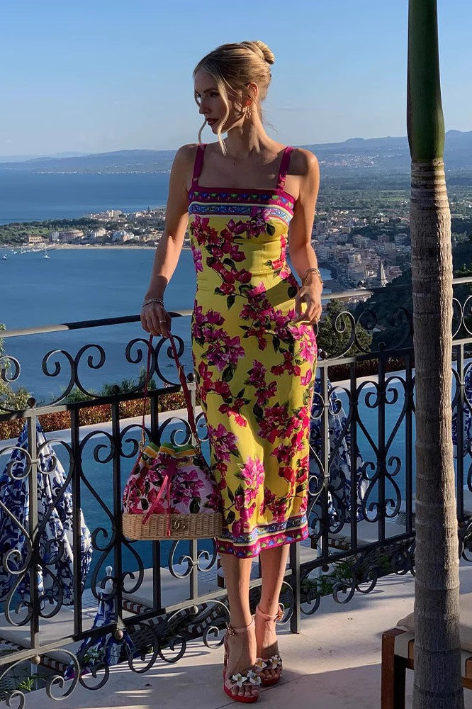 Ethnic Vintage Print Slim Cami Midi Dress image 4