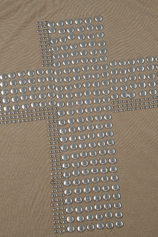 Street Cross Metallic Print Loose Casual T-shirt image 7