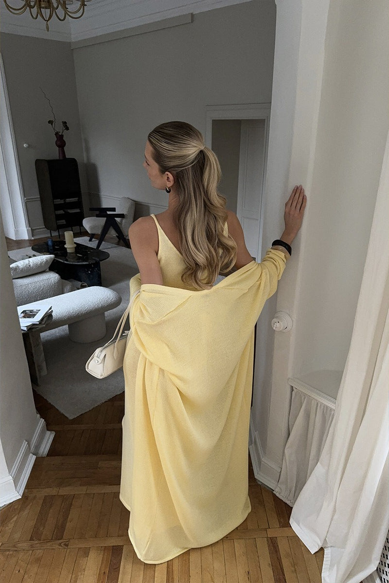 Soft Knit Cutout Tank Dress Long Sleeve Cardigan Two Piece Set image 4