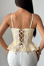 Floral Irregular Ruffle Tie Cami Top image 6