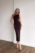 Waist Slim Hollow Knit Maxi Dress image 1